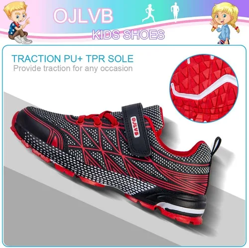 Miniatura 4 de OJLVB Boys Girls Sneakers, Kids Tennis Running Shoes, Athletic Walking Gym Trail Shoe Breathable Lightweight
