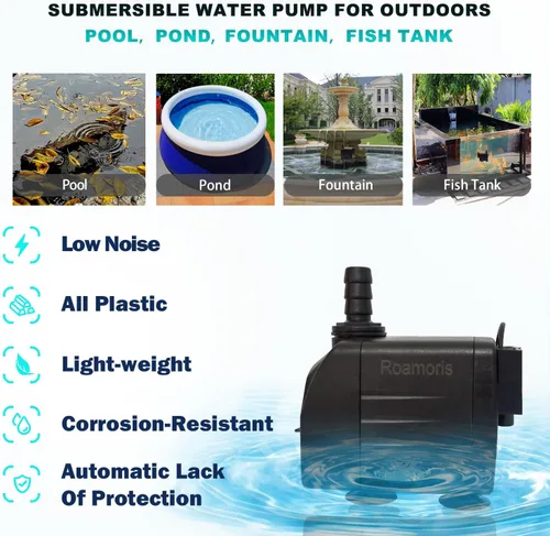 Miniatura 2 de Bomba de fuente automática con sensor de nivel, pequeña bomba de agua sumergible de 110 V para estanque, acuarios, pecera, hidroponía, PM06
