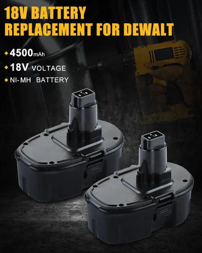 Miniatura 2 de Paquete de 2 baterías de repuesto de 4.5 Ah 18V para Dewalt DC9096 DC9099 DC9098 DW9095 DW9096 y cargador dual DC9320 compatible con cargador