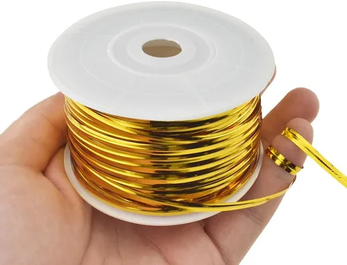 Miniatura 15 de HAHIYO 100 yardas/300 pies/91M Lazos de torsión de metal púrpura para pan, caramelo, café, bolsas de regalo, envoltorios de regalo, plástico, fiesta