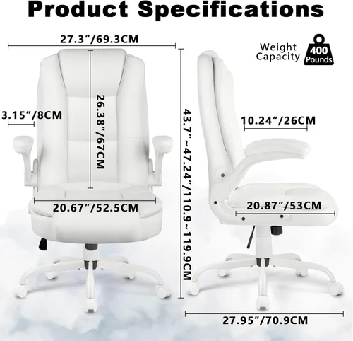 Miniatura 2 de OFIKA Silla de escritorio de oficina de cuero, silla de oficina ergonómica con soporte lumbar, silla de computadora, silla ejecutiva de cuero