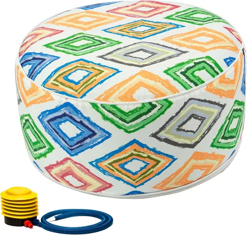 Kozyard Taburete otomano inflable – Puf redondo portátil para uso en interiores y exteriores – Reposapiés pequeño perfecto o asiento para niños y