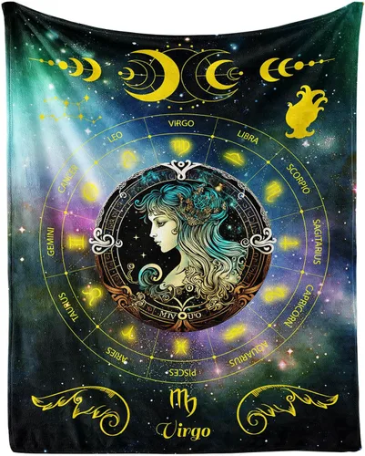 Miniatura 18 de Manta del zodiaco Tauro, manta de franela de 50 x 40 pulgadas, manta de franela con temática de astrología y estrellas y vibrante, manta suave