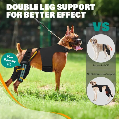 Miniatura 3 de Rodillera para perro, pierna trasera, ajustable, con 4 estabilizadores, soporte de cadera para reducir el dolor, lesiones en los ligamentos y rótula