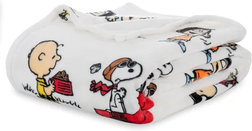 Miniatura 36 de Berkshire Blanket Peanuts® VelvetLoft® Manta de Felpa con el Tierno Personaje Snoopy, Peanuts Snoopy Everyday Buffalo Plaid Navy Tonal, Manta 55