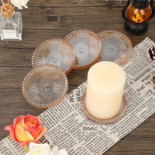Miniatura 9 de JUXYES Juego de 5 posavasos de cristal tono ámbar redondos, tapetes para tazas de vidrio, posavasos para bebidas, café, té, vino, posavasos