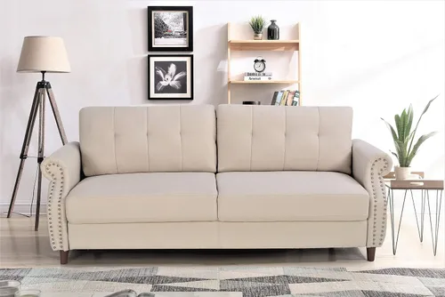 Miniatura 4 de Container Furniture Direct Tapizado ultra moderno con botones capitoné en la parte trasera con brazos enrollados para sala de estar, galleta