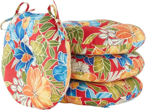 Miniatura 25 de Greendale Home Fashions Cojín redondo para asiento bistro de 15 pulgadas, 2 unidades (paquete de 1), Adobe Stripe