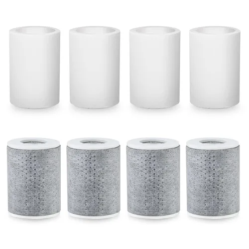 Cartucho de filtro de 8 piezas de repuesto para fregadero de cocina y baño, 4 PP fibra de algodón 4 fibra de carbono para extensor de grifo, mejora