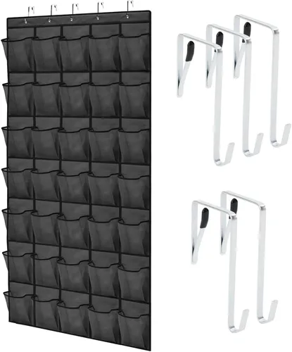 Miniatura 31 de Gorilla Grip - Zapatero para colgar en la puerta, 24 bolsillos de malla para sostener hasta 40 libras, organizador para parte trasera del armario