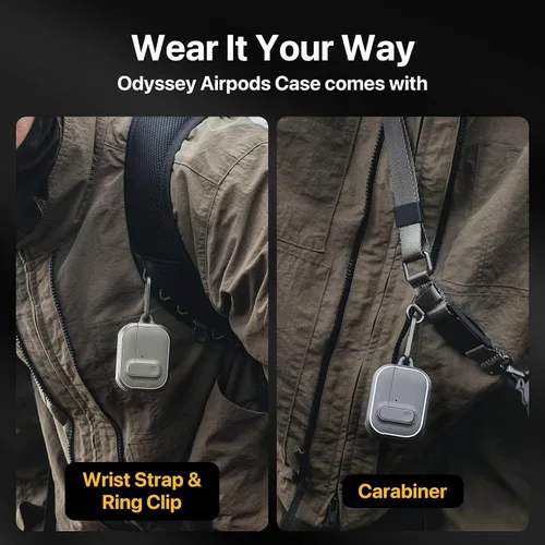 Miniatura 9 de MAGEASY Odyssey - Funda para AirPods Pro 2, funda resistente para AirPods Pro con bloqueo seguro, clip de mosquetón para protección a prueba