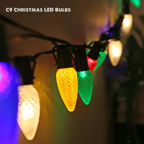 Miniatura 2 de Paquete de 25 bombillas LED C9 de repuesto para Navidad, bombillas LED C9 inastillables para cadena de luces de Navidad, base de candelabro E17