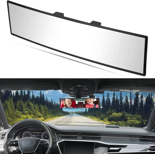 Miniatura 8 de JOYTUTUS Espejo retrovisor, universal de 11.81 pulgadas, panorámico, convexo, retrovisor interior con clip, espejo gran angular para reducir