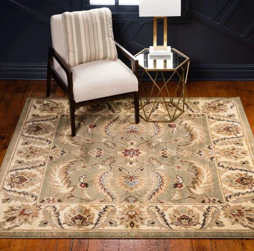 Miniatura 11 de Unique Loom - Colección Voyage - Alfombra redonda tradicional oriental, marrón, Polipropileno, Marrón/Azul Claro