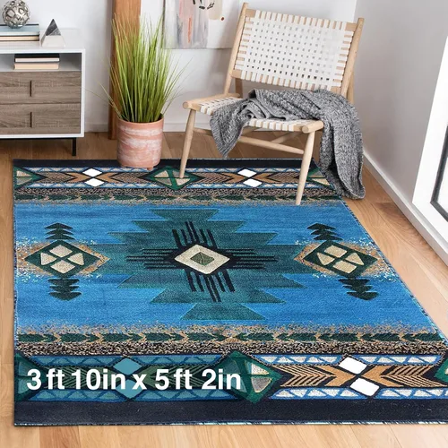 Miniatura 28 de YHSF South West - alfombra estilo nativo americano del suroeste C318 - fácil de limpiar, gruesa, suave, duradera, alfombra inspirada en tribus