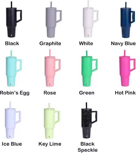Miniatura 2 de Vaso personalizado de 40 onzas con asa y pajilla, taza de acero inoxidable personalizada para bebidas frías y calientes, taza de viaje con 2 popotes