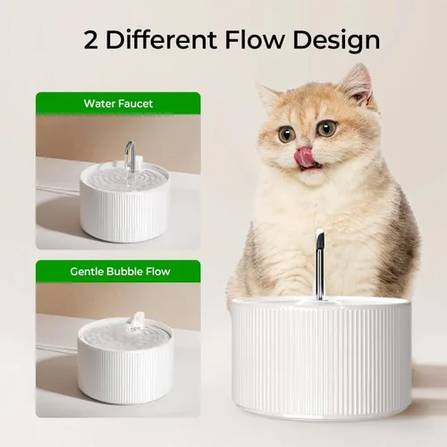 Miniatura 6 de Voluas Fuente de agua de cerámica para gatos: fuentes para gatos de 2.2L/74 oz para beber, dispensador automático de agua para mascotas con bomba