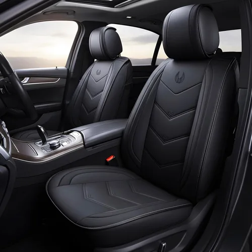 Miniatura 5 de OASIS AUTO OS-003, Fundas de cuero y tela para asientos de automóvil. Cubierta acojinada de cuero sintético para autos, SUV, camioneta Pick-up, Negro