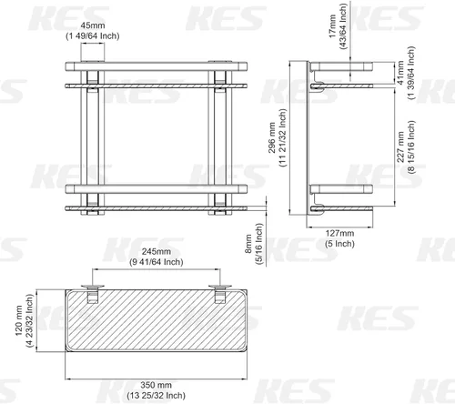 Miniatura 3 de KES Estante de vidrio para baño de 2 niveles, almacenamiento de vidrio templado montado en la pared y aluminio plateado, A4126B