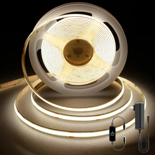 Miniatura 18 de Pandery Tira de LED COB, Tira de Luces LED 1M/3.28ft, Tiras LED Regulables por Toque, CRI90+, Luz COB LED Blanca Cálida 2700K, 960LEDs, Tira