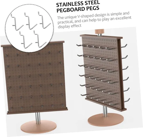 Miniatura 9 de Angoily Pegboard - Estante perforado con gancho en V, 10 unidades, acero inoxidable, resistente, perchero