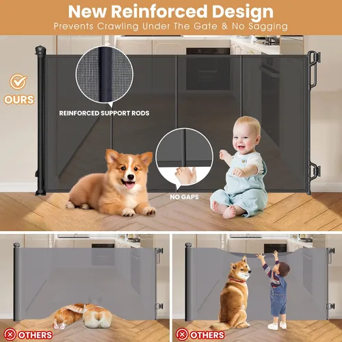 Miniatura 3 de Spaceany Puerta retráctil reforzada para bebés o puerta de malla para perros, fácil de usar para escaleras, puertas, pasillos, interiores