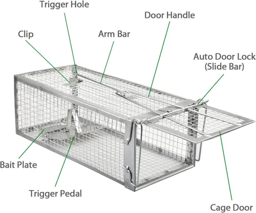 Miniatura 4 de Paquete de 2 trampas para ardillas, trampas para ratones y ratas, para atraparlos vivos, para uso en interiores y exteriores (plateado)