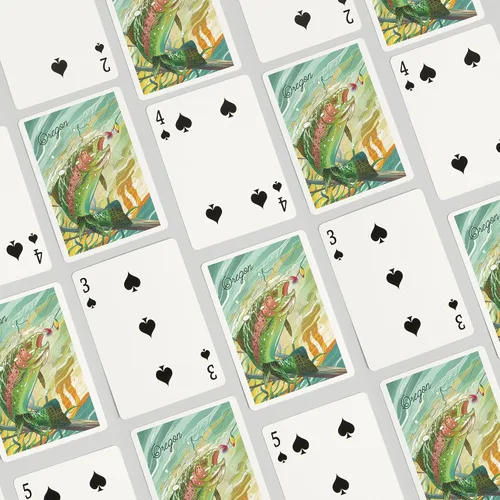 Miniatura 4 de Lantern Press Oregon, Fishing, Underwater Trout, 52 Playing Cards for Adults, Poker Size Card Deck