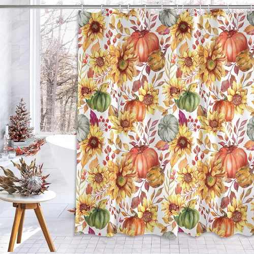 Miniatura 10 de Cortina de ducha de fantasma, tela impermeable con ganchos, 72 x 72 pulgadas, perfecta para decoración de baño de Halloween Cortina de ducha