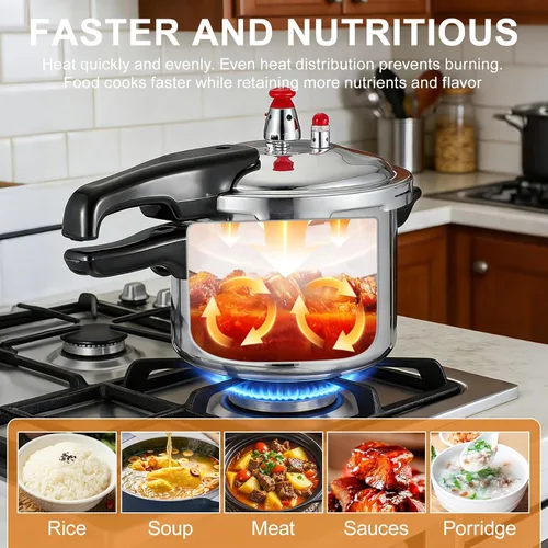 Miniatura 4 de DOITOOL Olla a presión de aluminio 16cm/6.3 pulgadas fondo pequeña olla a presión para estufa de gas e inducción para cocina casera, plateado