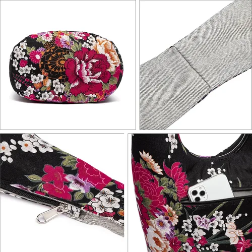 Miniatura 66 de Bolsa de hombro para mujer, de lona en estilo hippie/bohemio para llevar cruzada al hombro, disponible en diferentes colores y estampados