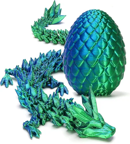 Zobetro Dragón Impreso en 3D con Huevo Sorpresa, Dragón de Cristal Articulado en Huevo, Juguetes de Escritorio Fidget de Dragón Ejecutivo, Regalos