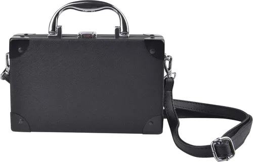 Miniatura 3 de QZUnique Bolsa de hombro con forma de cinta grabadora de radio bolsa cruzada de poliuretano para mujer bolsa de noche retro bolso de mano
