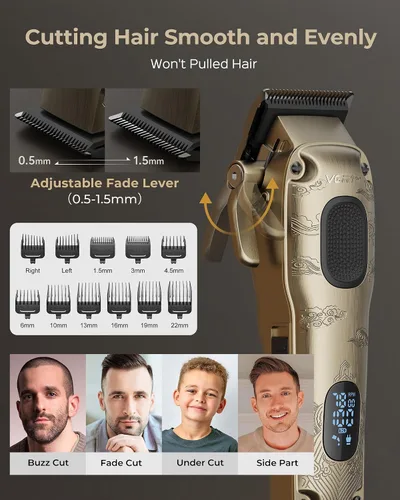 Miniatura 2 de Vgrpro - Juego de cortapelos y recortadores para hombres profesionales, afeitadora eléctrica impermeable de lámina para barba facial, inalámbrica