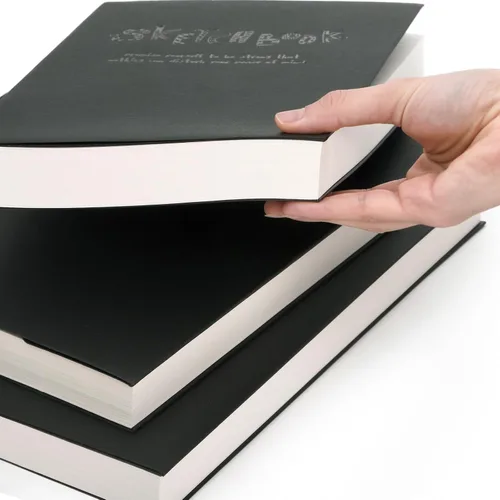 Miniatura 3 de Elsjoy Cuaderno de bocetos negro grueso, 3 tamaños, A5/A4/B5, cuaderno de dibujo en blanco para pintura, acuarela, 128 hojas/256 páginas por libro