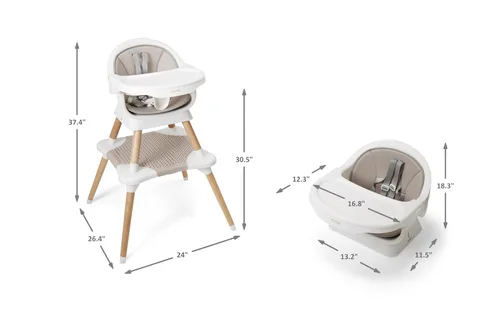 Miniatura 2 de Silla alta 5 en 1 para bebés y niños pequeños, asiento de comedor convertible para bebé, asiento portátil para piso/elevador, bandeja ajustable