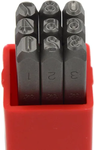 Miniatura 57 de Juego de 27 sellos de acero resistente con letras mayúsculas de 3/64" 1mm, kit de punzones de alfabeto para estampado a mano de caracteres, código
