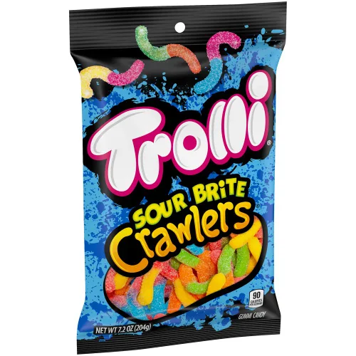 Miniatura 4 de Trolli Sour Brite Crawlers Candy, cereza-limón, fresa-uva y naranja-lima, agridulce, gusanos de gomita, 7.2 onzas (paquete de 2)