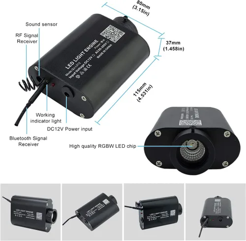 Miniatura 5 de AMKI Kit de luces de cortina de fibra óptica RGBW de 16 W, 300 hebras de punto de destello con control inteligente de aplicación de sonido, cable