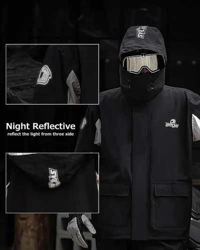 Miniatura 5 de IRON JIA'S Traje de lluvia, equipo de lluvia para motocicleta para hombres y mujeres, chaqueta y pantalones impermeables, impermeable transpirable
