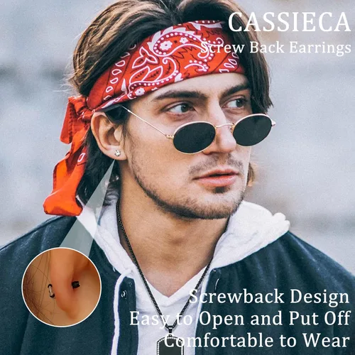 Miniatura 20 de CASSIECA 5 pares de aretes de acero inoxidable con circonita cúbica 5A arcoíris para mujeres y hombres, con diseño de arco iris 5A