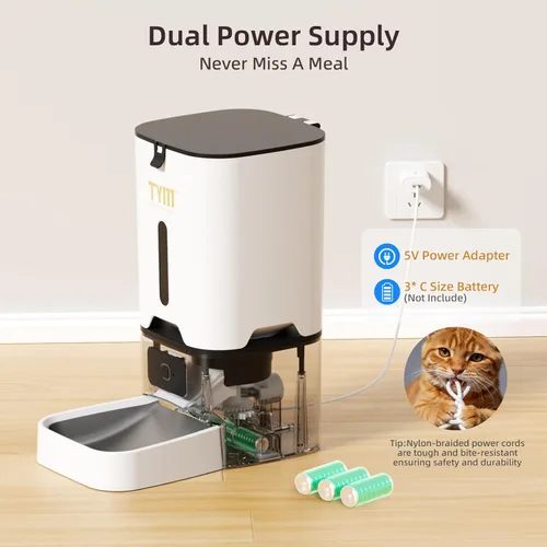 Miniatura 6 de TYM Comedero automático para gatos, dispensador de comida para gatos WiFi de 7 litros con control inteligente de aplicación, alimentador automático