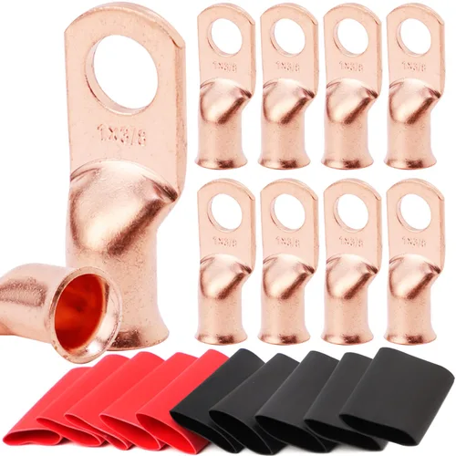 Miniatura 21 de TKDMR - Kit de 264 piezas de extremos de cable de batería, 132 piezas de terminales de anillo de lengüetas de cable de cobre resistentes AWG 8 6 4 2