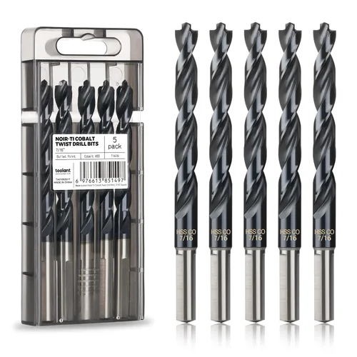 Miniatura 15 de toolant Juego de brocas de cobalto de 1/2 pulgadas para metal y acero (Pro), recubierto de nitruro de titanio y aluminio (TiAlN) con punta