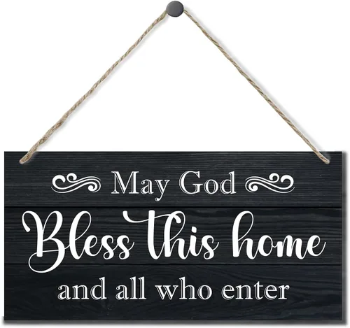 Miniatura 12 de Letrero decorativo de madera con texto en inglés «May God Bless This Home» («May God Bless This Home»)