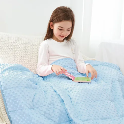 Miniatura 17 de Kivik Manta con peso de 3 libras, manta pesada de puntos Minky suave refrescante para una mejor relajación y sueño, lavable a máquina, 36 x 48 Gris