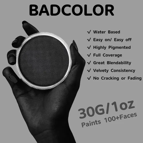 Miniatura 2 de Pintura facial negra (1.06 onzas), kit de pintura facial activada por agua para niños y adultos, paleta de pintura facial de maquillaje SFX
