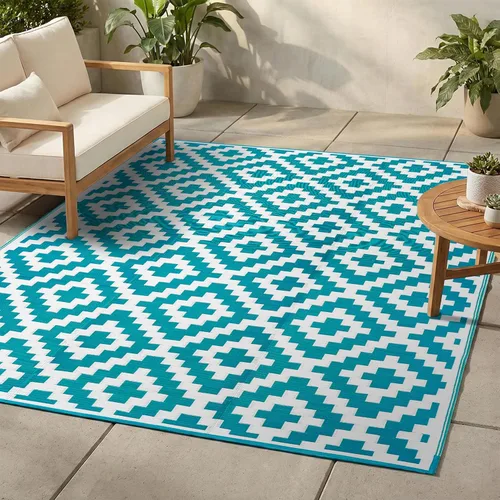 Miniatura 20 de FH Home - Alfombra para exteriores de camping, impermeable, resistente a la decoloración, reversible, plástico reciclado de alta calidad, a rayas