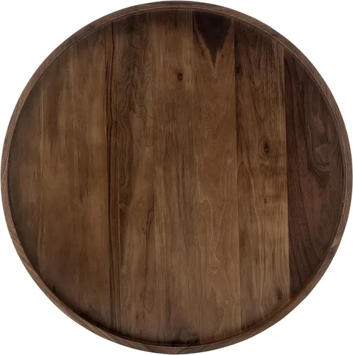 Miniatura 11 de Bandeja redonda de mesa otomana de 13 x 13 pulgadas, bandeja circular de madera maciza de nogal negro con asa para otomana de gran