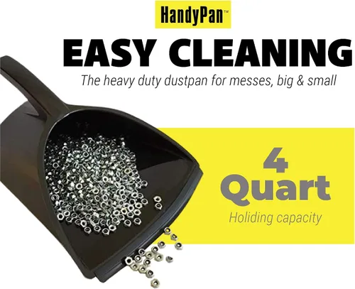 Miniatura 4 de HandyPan - Recogedor resistente, color negro, grande, fabricado en los Estados Unidos con borde de sellado apretado para mantener el polvo